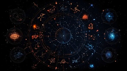 Vibrant Zodiac Compatibility Wheel with Cosmic Connections