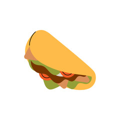 Mexican taco. Traditional Mexican street fast food. Vector illustration.
