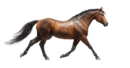Fototapeta premium Elegant Brown Horse in Mid Stride with Transparent Background