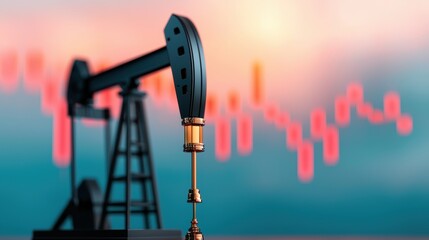 Futuristic Digital Dashboard Showing Oil Price Fluctuations - with Copy Space and Selective Focus in Quality