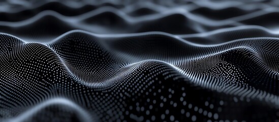 Naklejka premium Abstract digital wave pattern in monochrome tones, creating a sense of depth and movement in a futuristic landscape.