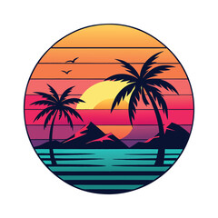 Obraz premium hello summer t-shirt design with palm tree vector illustration Beach t-shirt Design