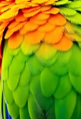 Fototapeta premium Close-up of parrot with vibrant orange and green feathers, 
