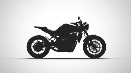 Obraz premium A minimalist motorcycle silhouette on a clean white background, highlighting the sleek design of the bike.