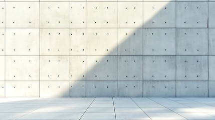 Minimalistic concrete wall with shadow casting, ideal for backgrounds, presentations, or modern architectural designs.