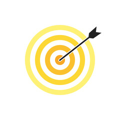 Yellow shade bullseye dart target icon. Dart target goal marketing sign. Arrow dart logo vector. Winner dart sign.