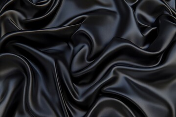 Obraz premium The black satin background has soft folds.