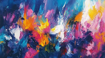 Vibrant abstract painting with bold colors and expressive brush strokes