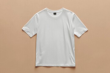 Simple Tshirt Flatlay mockup in beige background created with generative AI