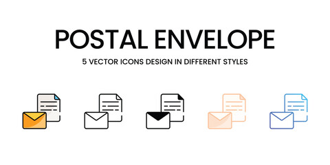 Postal Envelope vector icons set ready to use for web and mobile app