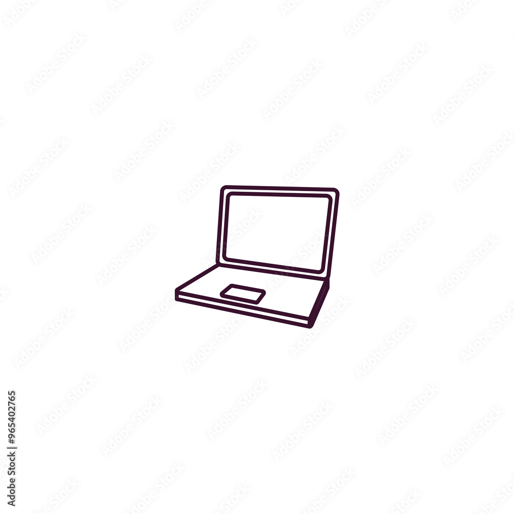 Fototapete open laptop on outline icon. Linear vector from computer concept. Thin line open laptop on icon isolated on white background