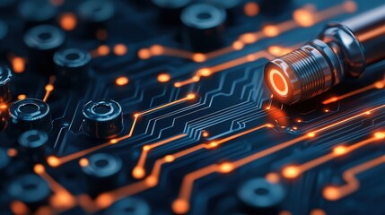 Fototapeta premium Futuristic Holographic Oil Production Interface with Dark Tech Background -