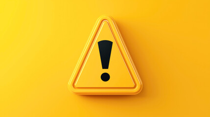A 3D triangular warning sign with an exclamation mark on a bright yellow background, symbolizing caution or alert. The image is highly vibrant and attention-grabbing.