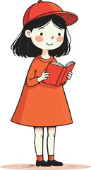 Girl Reading a Book Illustration