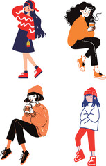 Cozy and Casual Girls with Drinks