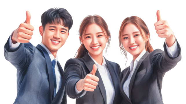 Happy Business Team Giving Thumbs Up