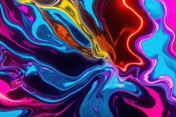 Fototapeta premium Vibrant Electric Neon Liquid Explosion with Dynamic Fluid Motion and Bright High-Contrast Colors