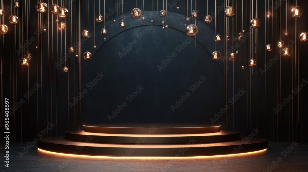 Fototapete stunning stage setup with soft, elegant lighting and a smooth, dark background offering a perfect sp