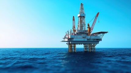 Advanced Futuristic Oil Rig with Cybernetic Enhancements Featuring Copy Space, Selective Focus in