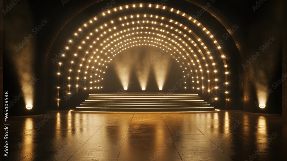 Fototapete luxurious stage design with elegantly arranged lights casting a soft glow, leaving ample room for yo