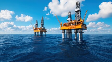 Futuristic Smart Oil Platform in Digital Environment with Copy Space, Selective Focus,