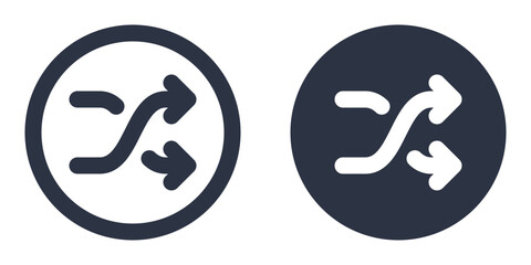 Shuffle or Random Selection simple icons set designed in filled, outline, line and stroke style