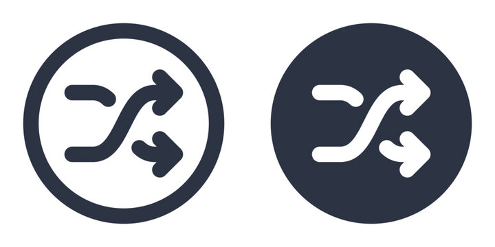 Shuffle or Random Selection simple icons set designed in filled, outline, line and stroke style