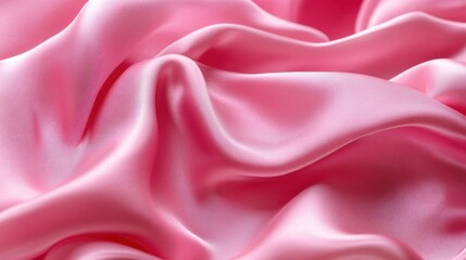 Obraz premium Lush pink silk waves with elegant folds, providing a beautiful and textured background with space for text.