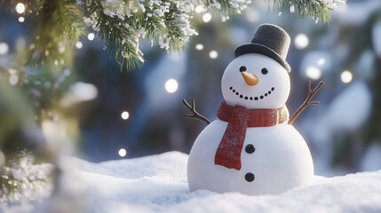 Fototapeta premium Christmas Snowman Clipart Background