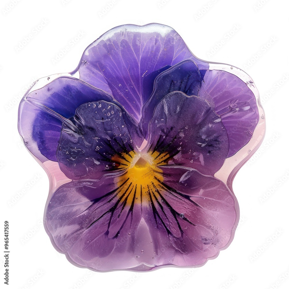 Sticker Flower resin viola shaped blossom purple plant.