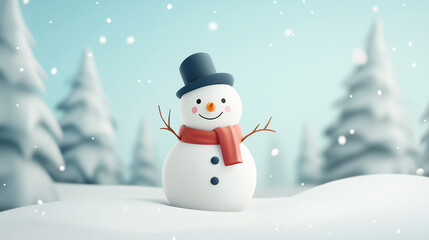 Fototapeta premium Christmas Snowman Clipart Background
