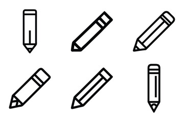 Vector style pencil icon bundle set with creative shape