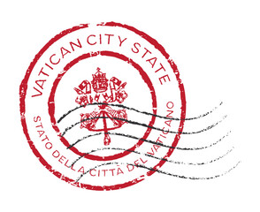 Postal rubber stamp "Vatican City State". English and italian inscription. Vatican coat of arms in the center.