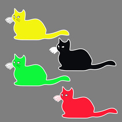 Cat Sticker Collection Vector – Cute and Colorful Cat Clipart Set for Digital Art, Crafts, Scrapbooking, and Creative Design Projects
