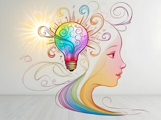 creative idea concept light bulb with girl