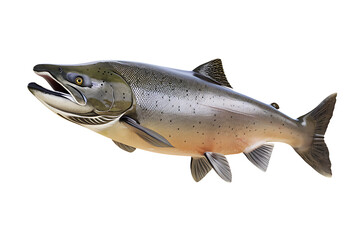 Obraz premium A single salmon fish isolated on white background