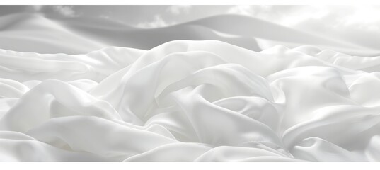 Obraz premium Elegant White Satin Fabric Background, Smooth and Delicate Flow, Liquid and Textural Silk Drapery