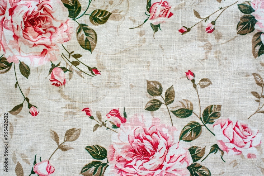 Wall mural rose pattern embroidery graphics blossom.