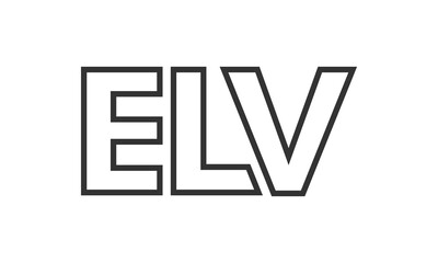 ELV logo design template with strong and modern bold text. Initial based vector logotype featuring simple and minimal typography. Trendy company identity.