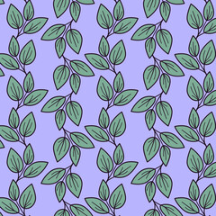 Hand drawn floral pattern vector design. Simple ornament with plant and leaf.