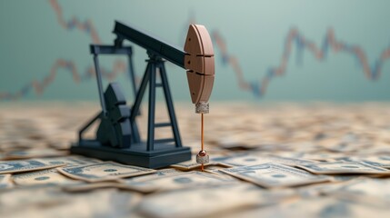 Financial Crisis Concept with Plummeting Oil Prices - with Copy Space and Selective Focus in