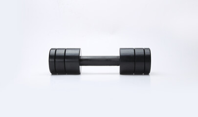 black steel dumbbells isolated on white background