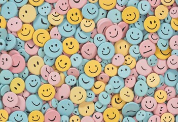 Pastel Smiley Pattern, Illustration