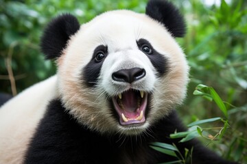 Fototapeta premium Panda face wildlife animal mammal.