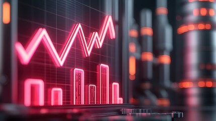 Obraz premium Futuristic Augmented Reality Oil Charts in Energy Sector Volatility Industrial Setting with Copy Space and Selective Focus for Text in