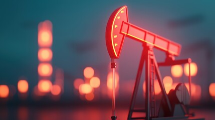 Neonlit Energy Sector Volatility: Augmented Reality Financial Analysis in with Copy Space, Selective Focus, and Quality