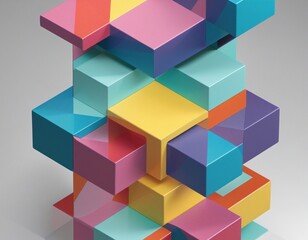 Colorful geometric structure, illustration