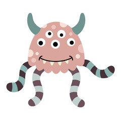 Halloween monster clipart. Cute monster clipart. Kids Halloween doodle. Spooky season. Hand drawn vector illustration.