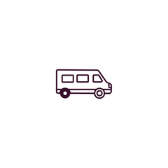 cargo bus outline icon. Linear vector from delivery concept. Thin line cargo bus icon isolated on white background