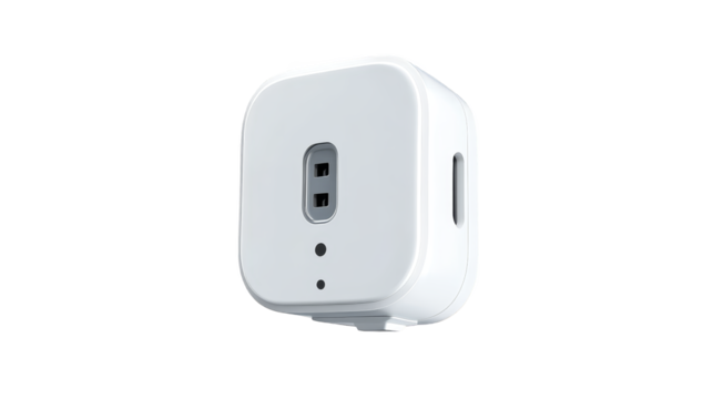 White Smart Home Device with Two Buttons and a Sensor